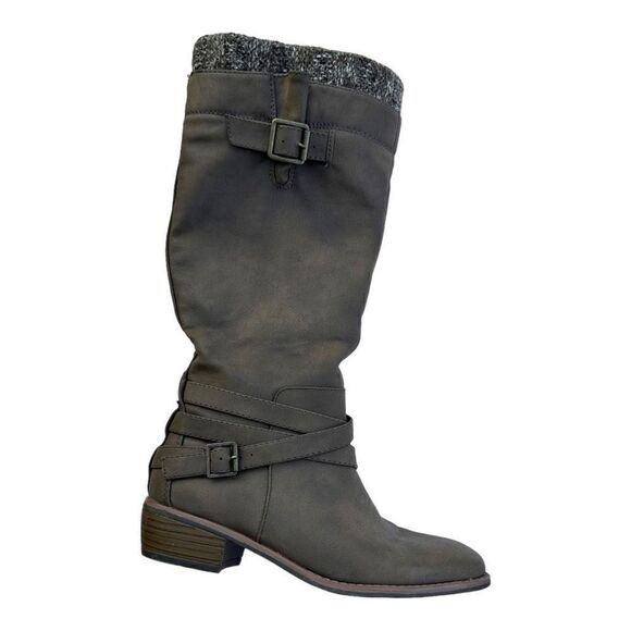Shoe Dazzle Akasha knee high women’s zip boots grey size 6 - Picture 1 of 15
